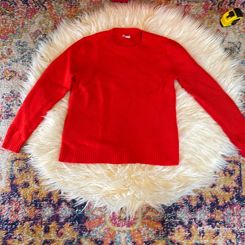 J. Crew Factor Heavy Knit Woven Red Crew Sweater Size Medium